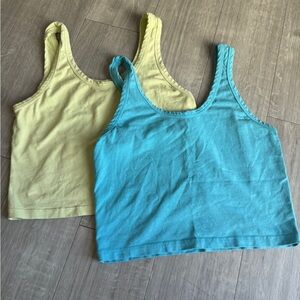 Jungmaven Sporty tank - 2, muted fluorescent yellow and blue size L